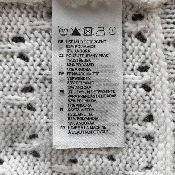 H&M Cream Peplum Pointelle Angora Blend Knit Sweater Size S - Picture 9 of 11